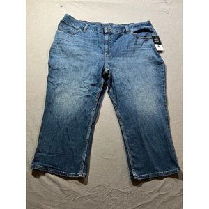 Lee Pants Capri Womens 24WM Blue  Regular Fit Belted Pocketed‎ Jeans Ladies.